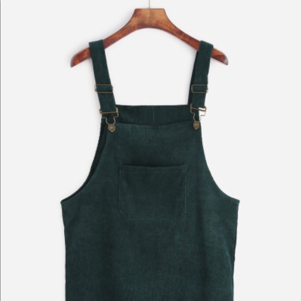 green corduroy overall dress